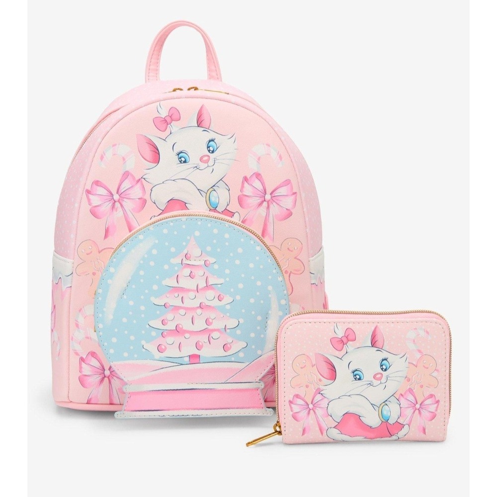NEW 2025 Loungefly Disney The Aristocats Marie Holiday Pink Backpack & WALLET!